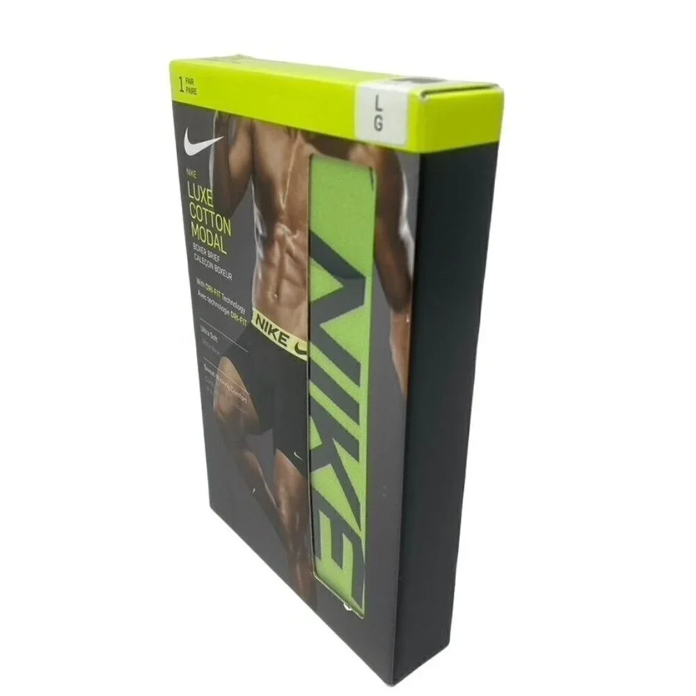 Nike Luxe Cotton Modal Boxer Brief 1 Pack Black/ Volt Large or XL